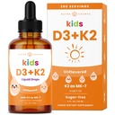 NutraChamps Kids D-vitamiini 3 K2 Drops, D3-vitamiini & K2 MK-7, nestemäinen D-vitamiini lapsille 1000 IU, terve luut, sydän- ja immuunijärjestelmä, sokeriton lisä taaperoille, 300 tarjoilua