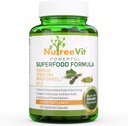 NutreeVit 100% Organic Powerful Superfood Formula - Immuunijärjestelmä Booster Energy Pillerit Moringa, Spirulina, Wheatgrass ja Kelp - 90 Count Bott Bottle