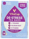 DeStress Yrttiteepussit by VitaCup, Rentoudu & Chill w/Chamomile, L-Theanine, Valerian Root & B Vitamiinit, kofeiini ilmaiseksi yhden tarjoilun wellness teepussi, 14 t