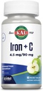 KAL Iron C, 90 tablettia, 4,5 mg/90 mg, luonnollinen omenan maku, lisääntynyt imeytyminen rautapillerit, immuunituki