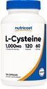 Nutricost L-Cysteine 1000 mg, 120 kapselia - ei-GMO, gluteeniton täyte, 500 mg per kapseli
