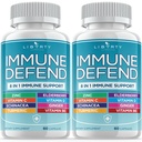 8 in 1 Immuuneja tukeva tuki, immuniteetti vitamiineja lisätehoste sinkki 50 mg, C-vitamiinia Elderberry Vit D3 5000 IU, Turmeeric Curcumin & Inkivääri, Echinacea - Allergia helpotus lapsille Aikuiset (2 pakkaus)