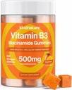 genture B3-vitamiini Niacin Gummies - Flush Free Niacinamide 500mg Supplement - Vegan, ei-GMO, Low-Calorie, Gluteeniton, Soija-Fee, 3. Party Lab Tested - 1 kuukausi Supply, 90 Pureskeltava Gummies