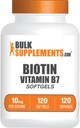 BulkSupplements.com Biotin 10000mcg Softgels - B7-vitamiini, Biotin-vitamiinit hiuksille, iholle ja kynsille, Biotin-lisäaine - Gluteeniton, 1 Softgel per Serving, 120
