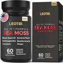 Organic Irish Sea Moss kapselit: Sea Moss 10500mg Musta siemenöljy 6000mg Turmeric 3000mg Ashwagandha 3000mg Blackderwrack 3000mg Burdock juuri 3000mg Inkivääri ihon Gut Health Superfood 60 kapselia