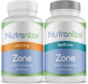 Nutranize Zone Twin-Pack Supplement System - Pharmacist-Designed Morning & Bedtime Kapselit magnesium Glycinate, D3-vitamiini, K2 MK7, metyylifolaatti, kromi, melatoniini - 30 päivän toimitus (120 kreivi)