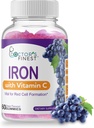 Lääkärit Tilaukset Iron 10mg C-vitamiini Gummies, kasvissyöjä GMO-vapaa gluteeniton, Great Makeutus luonnon viinirypäleen maku vitamiineja, ravintolisä, Red Cell Formation, aikuisille ja lapsille, 60 Gummies