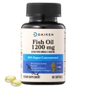 DAIKEN Mini Fish Oil 1200 mg, rTG Omega 3 1000 mg, 60 Softgels, suuri absorptio & Burpless Fish Oil for Healthy Heart, Brain and Dry Eyes Support