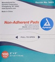 Dynarex Non-Adrent Pad, Steriili, 2x3, Box/100