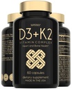 D3-vitamiini K2-kapselit - D3-vitamiini 5000 IU ja K-vitamiini MK7 100mcg - 60 kapselia - USA-valmistettu kasvissyöjä D-vitamiini täydennysosa - suuri vahvuus VIT D luut, lihakset, hampaat, immuunijärjestelmä