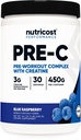 Nutricost Pre-C Pre-Workout Complex Creatiini (Sininen Rasberry 30 Servings) Powder - Boost Fintess Rutiinit, 450g