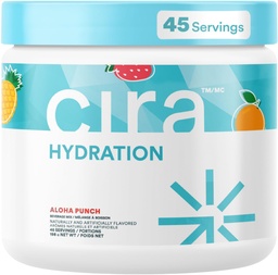 Cira Hydration Powder (45 tarjoilua) - Elektrolyytti Drink Mix Himalayan Salt for Dehydration Relief and Recovery - Fruit Punch