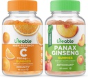 Elinkelpoinen C-vitamiini 750 mg + Panax Ginseng, Gummies Bundle - Suuri Maku, vitamiini täydentää, Gluteeniton, GMO vapaa, purukumi