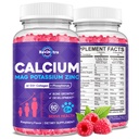 Kalsium Kalium Magnesium Gummies lapsille ja aikuisille, hydrolysoitu kollageeni, sinkki, fosfori, monivitamiini uni, luun vahvuus, tiheys tuki, sokeriton, vadelma 60 Gummies