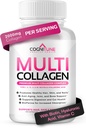 Multi Collagen naisille, joilla on hyaluronihappoa, C-vitamiinia ja biotiinia, kollageeniproteiinia lisänä tyypit I, II, III, V, X Peptides for Healthy Hair, ihon, kynsien ja nivelten, 120 kapselia