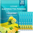 Elektrolyytit Powder Packets,30 Sticks Hydration Packets Sugar Free, Electrolyte Drink Mix Portable Electrolyte Packets for Rapid Hydration, 0 Sokeri & 0 Calorie, sitruunan maku