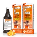 Emulsión de Escocia Cod Liver Oil Complex A, D, E, B1 - Natural Orange Flavor Dietary Supplement for Immune Support & Bone Health - Essential Omega 3 Fish Oil - 6,5 oz (2-Pack)
