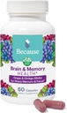 Koska aivojen täydentää muistia & Focus - ominainen Blend Ginkgo Biloba - Tukee kognitiivisia toimintoja, Huomio & Mental Clarity - Vegaani, Gluteeniton, ei GMO - 740 mg tarjoilu - 60 kapselia
