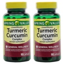 Spring Valley Stndr Turmeric Curcumin Complex Dietary Supplement Kapselit, 500 mg, 90 Count Bottle, 2 pakkaus