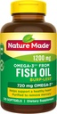 Burp- Less Fish Oil 1200 mg Yksi per päivä, 120 Softgels, Fish Oil Omega 3 täydennysosa Heart Health