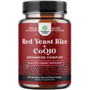 Red Yeast Rice CoQ10 täydennysosa - Advanced Terve sydän & terve Kolesterolitasot Formula miehille & naisille - Extra Strength Kapselit Red Yeast Rice 1200 mg kapselit CoQ10-60
