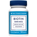 Vitamiini shoppe Biotin 5 000MCG, ravintoaineenvaihdunta tuki terveille vibrantille hiukset, terve iho ja vahvat kynnet, energian tuotanto (120 kapselia)