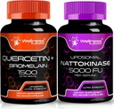 WELLNESS LABSRX Quercetin ja bromelainin Nattokinaasi-lisäkapselit - 5000 FU - Entsyymit puhtaasta japanilaisesta Natto Extractista