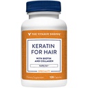 Vitamiini Shoppe Keratin hiukset Biotin & Collagen, tukee vahva, terve hiukset, hiusten lusteri (120 kapselia)