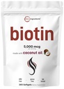 Micro Ingredients Biotiini 5 000 mcg ... 365 Neitsyt Coconut Oil Softgels, Nopea julkaisu, yhden vuoden tarjonta ... tukee terveitä hiuksia, ihoa, & kynsiä...