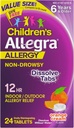 Allegra Children's 12-hour Allergia Relief Oraalisesti liukenevat tabletit, ei-huokoinen sisä- ja ulkoilma-allergialääke, 30 mg Fexofenadiini HCI Antihistamiini lapsille, Orange Cream Flavor, 24- count