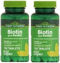Finest Nutrition Biotin Plus Keratin - 10 000 mikrog - 300 kreivi - 2 pakkaus