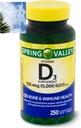 Spring Valley D3-vitamiini Softgels, 125 mikrog per Softgel, 5 000 IU, 250 kreivi