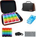 Kuukausittainen pilleri Järjestäjä 1Time A Day, Pill Organizer Kuukausittain 1Time A Day kanssa 32 Päivittäinen Osastot&1Pill Cutter&1Matkustaa Case&1Shoulder hihnat&2PCS 31 päivää Tarra. Mukava kahva, BPA-vapaa.