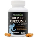 GreenIVe Turmeerinen kurkumiini, jossa on BioPerine 90 kapselia ja Curcumin 46X korkeampi imeytyminen