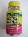 Spring Valley aikuisten hiukset, iho, kynnet, 2500 mikrog Biotin, mansikka, 60 Gummy (paketti 2)