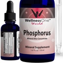WellnessOne Ionic Fosforus lisäravinteet - Fosfori neste ortofosforihappo hampaat, luun terveys, & energia tuki - ei-GMO, Vegaani, Gluteeniton - 1.67 fl oz