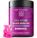 Organic Sea Moss Gummies kanssa musta siemenöljy, rannerengas & Burdock juuri ... Irlanninmeren sammal täydentää 1000mg ... 4 in 1 Advanced Formula 4X vahvempi ... vadelmamamaku...