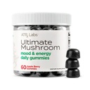 Ultimate Mushroom Daily Gummies - Sieni Gumies Cordyceps, Leijona Mane, ja Reishi, Plus Huperzine A & L-Theanine, Voi parantaa mielialaa ja energiaa, Apple Berry Flavor, 60 Gummies