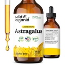 Wild & Organic Astragalus Tincture - Immunosupport Supplement w/Astragalus Root Extract - Vegan Tincture for Immuniteetti - Sokerin ja alkoholin vapaa pudotukset - 4 fl oz