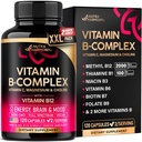B-vitamiinikompleksi miehille ja naisille - valmistettu USA:ssa - B-komplex: B1, B2, B3, B5, B6, B7, B8, B9, B12, C-vitamiini, koliini, inositoli - energia, aivojen ja sydämen tuki täydentää, 120 Vegaanikapselit