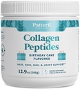 Pattern Wellness Collagen Peptides Powder (tyyppi I & III) - Hiukset, kynnet, iho ja yhteinen terveys - Grass Fed & Pasture Raised - Hydrolysed Collagen, ei-GMO, Dairy Free, & Keto - Syntymäpäiväkakku (13 Oz)