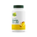 Fresh Nutrition Vegaani D3 + K2 kapselit - 5000 IU D3 + 100 mikrog K2 MK-7 optimaalisena absorptiona - Immuuni terveys, luun terveys, mieliala - ei GMO - 90 kapselia, 3 kuukauden toimitus