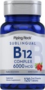 Piping Rock Sublingual B12 Complex 6000 mikrog ... 120 nopeasti liuotettavaa tablettia...