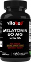 Melatoniini 60 mg yhdessä B6-vitamiinin kanssa 120 nopeasti liuotettavaa tablettia Ekstra- vahvuus unituki 