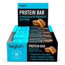 Legion Protein Bar Chocolate Peanut Butter -100% Whey Protein, Paistettu Bars prebioottikuitua - Korkea proteiini (20g) Alhainen rasva (12g) Matala sokeri (4g), Ei soijaa, Gluteenittomia makuja (12 kreivi)