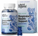 Wild & Organic Lung Detox Gummies - 1000 mg Mullein Gummies for Lungs Cleanse - Natural Lisäravinteet Müllein Leaf Extract ja Sienten Blend - 60 Vegan, ei-GMO