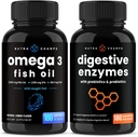 NutraChamps Omega 3 Kalaöljy ja digestiivinen Enzymes 2 Pack Bundle