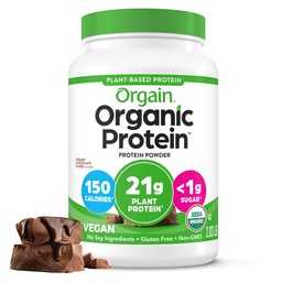 Orgain Organic Vegan Protein Powder, Creamy Chocolate Fudge - 21g Kasviproteiinia, 6g Prebioottikuitua, Low Net Carb, Ei laktoosia Ainesosat, ei lisättyä sokeria, ei GMO, Shakes & Smoothies, 2.03 lb