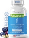 VEEZE Resveratrol Supplement 600mg 60 kapselia & 60 tarjoilut - Valmistettu USA Natural & Organic Resveratrol - Rikas antioksidantteja & Trans Resveratrol hyvinvoinnille tuki - Premium Organic Resveratrol