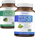 Super Greens & Kilpirauhasten tuki (3-kuukautinen tarjonta) Kilpirauhasen elinvoima Bundle Organic Super Greens Powder - Complete Superfood (180 kapselia) & Kilpirauhasten tuki miehille ja naisille (ei-GMO)(180 kapselia)